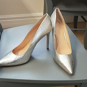 Vince Camuto metallic silver pumps